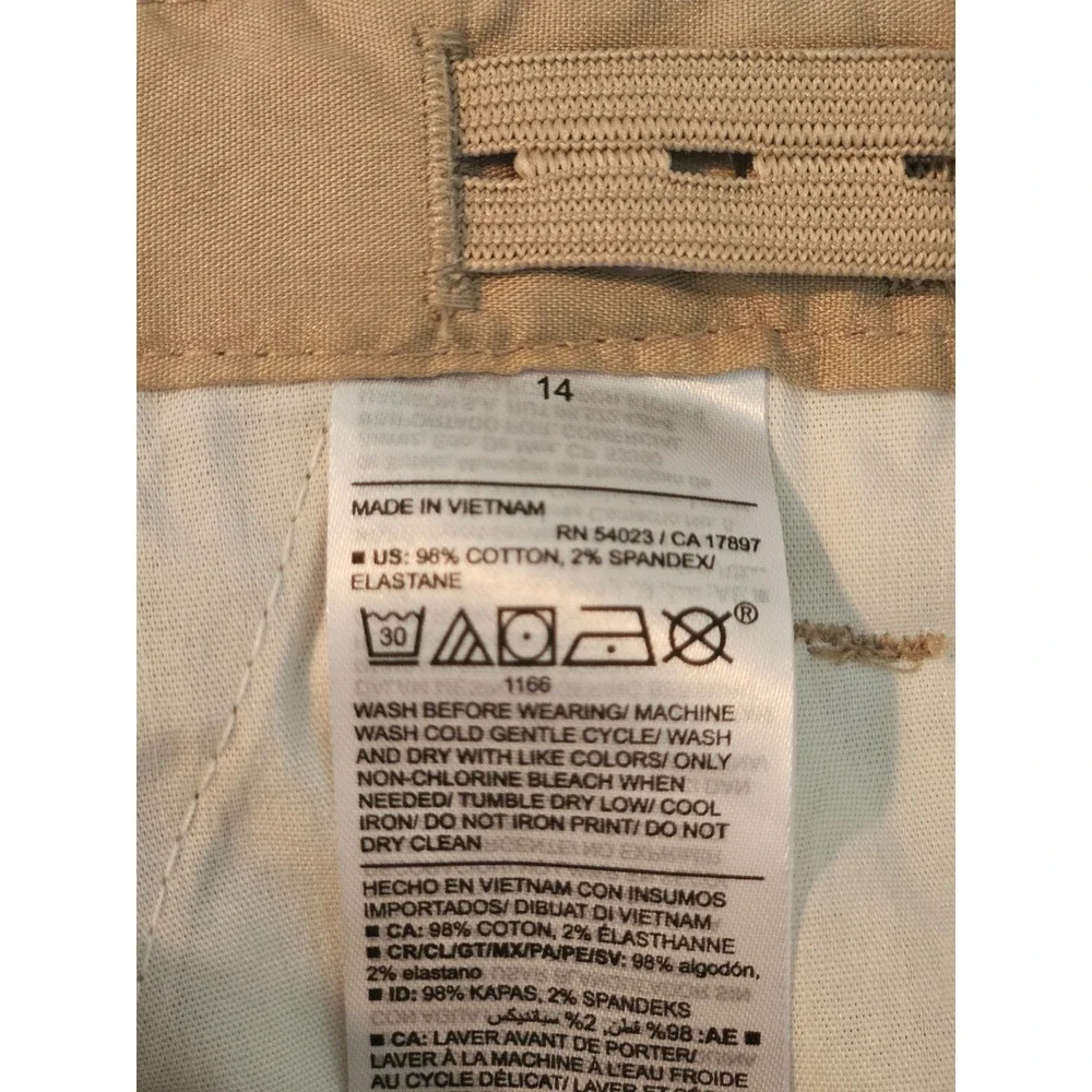 Old Navy Boys Straight Pants Beige Cotton Twill Built-In Flex Reinforced Knees